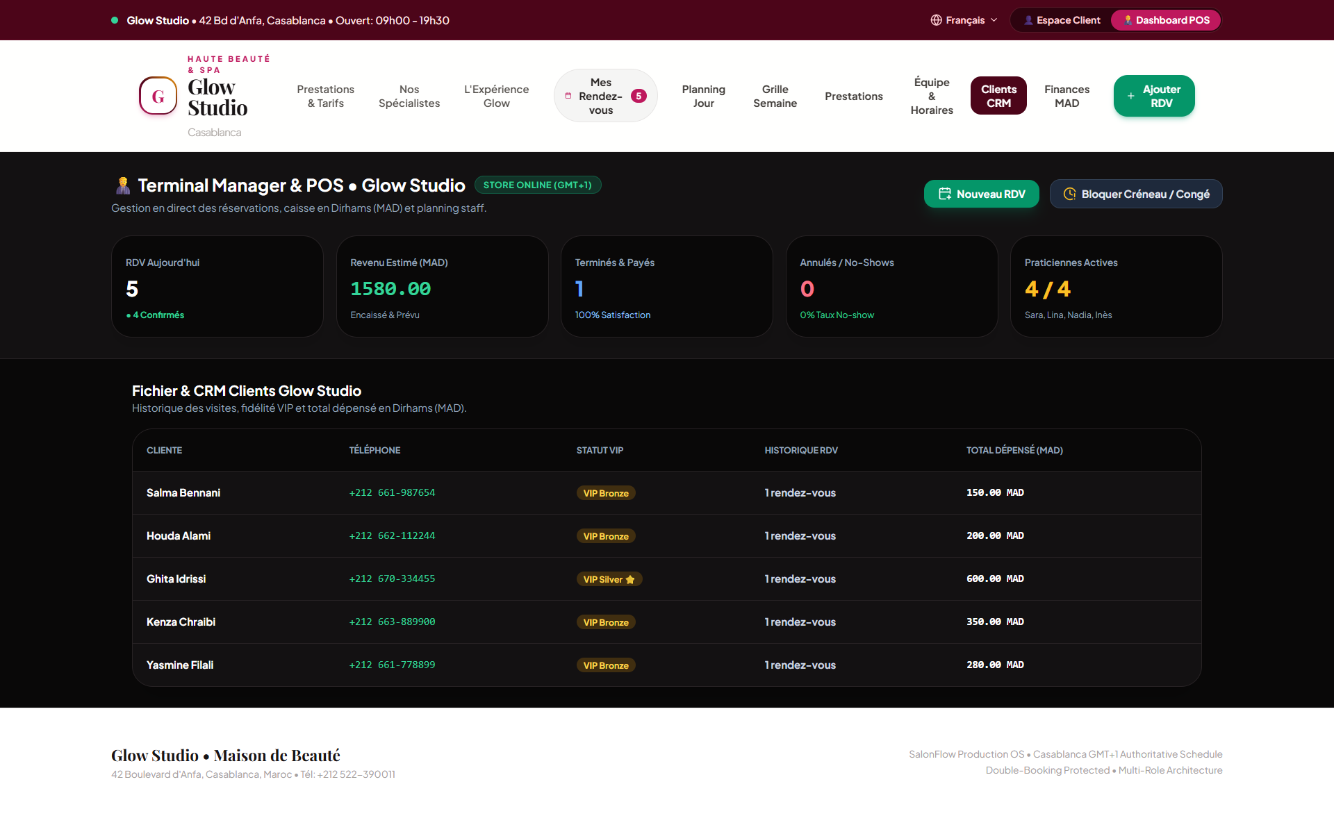 SalonFlow customer CRM screen.