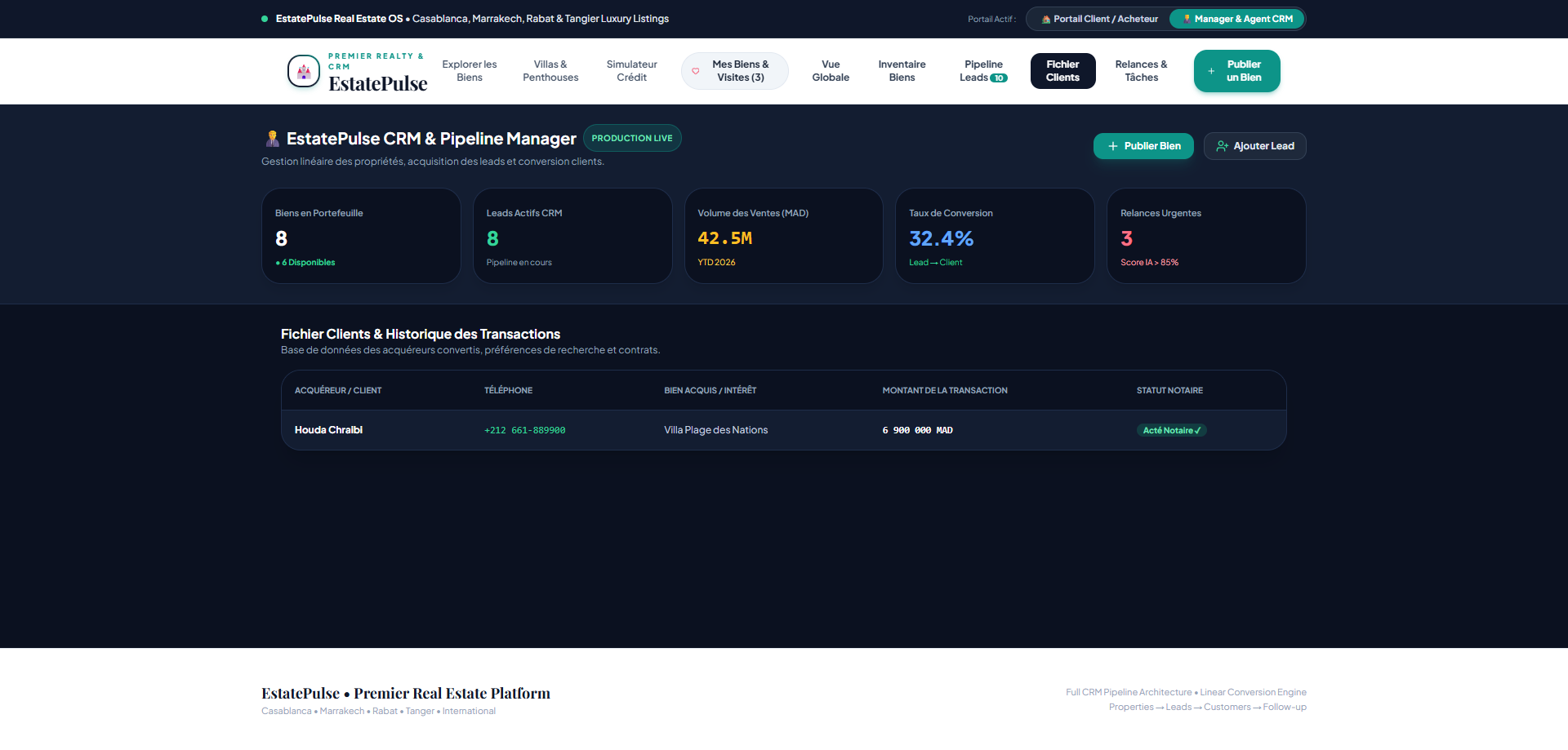 EstatePulse client file screen.